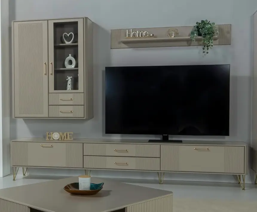 Comodă TV suspendată și raft de perete