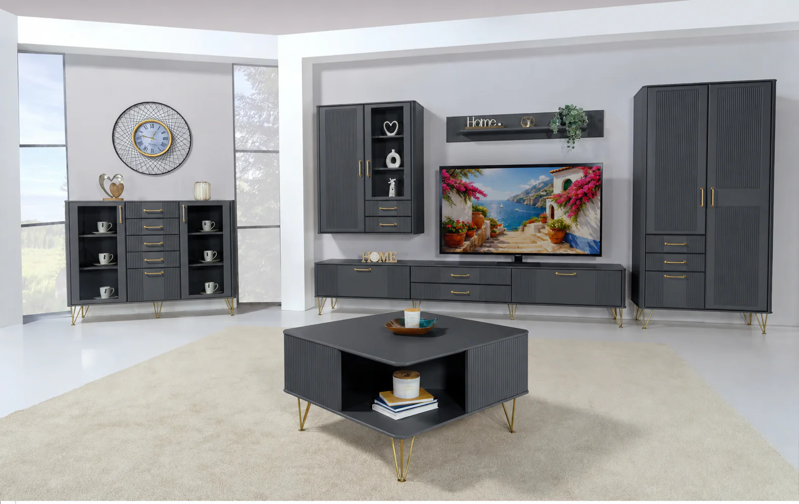 Living & Sufragerie — Gri antracit